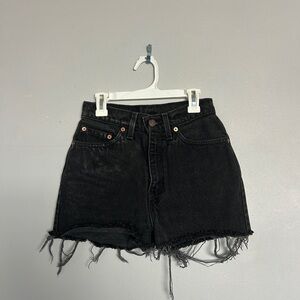 Levi's Black Frayed Jean Shorts